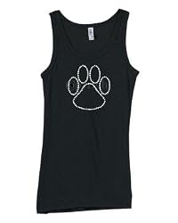 Rhinestone Paw Print Mascot Tank Juniors Longer Length Top