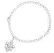 7" Rhodium Plated Bracelet with CZ Fleur- de -Lis Charm