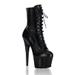 6 1/2 Inch Sexy High Heel Platform Leather Ankle Boot Lace Up With Side Zip Black or White