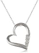 10k White Gold 3-Stone Diamond Heart Pendant (1/10 cttw, I-J Color, I2-I3 Clarity), 18"