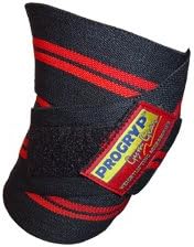 Progryp Deluxe Red Line Knee Wraps, Black