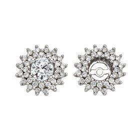 14K White Gold Diamond Earring Jackets (Center Diamond Not Included) (1/2 ctw)