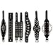 Diamond Plate 6pc Genuine Leather Bracelet Set Assorted Designs Silver Tone Hardware