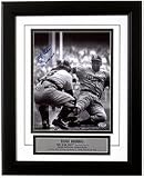 Yogi Berra Autographed with Jackie Robinson Framed 8 x 10 Photograph with He Was Out Inscription