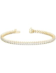 14KT Yellow Gold Beautiful Diamond Tennis Bracelet featuring 68 Round Brilliant Cut Diamonds set into a Double Prong High Polished Setting. 3 3/4 CTW