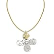 Two Tone CZ Flower Sterling Silver Pendant