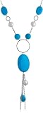 Image of BoBijou Ladies Cultured pearl lariat style with reconstituted turquoise bead necklace