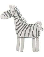 Zebra Pin or Pendant Antique Finish Sterling Silver