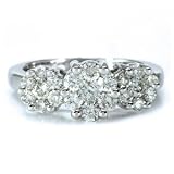 14k White Gold, Diamond Flower Cluster Right Hand Ring (1.00 ctw)