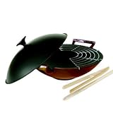 Paylesscookware 5 Piece Dark Coffee Enamel Cast Iron Wok Set 4-qt.