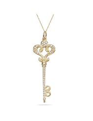 0.31 Cts Sceptre Diamond Key Pendant in 14K Yellow Gold