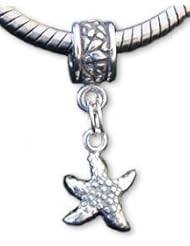 Starfish Sterling Silver Dangle Charm Bead for European Style Bead Bracelets