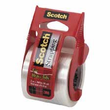 3M Commercial Office Supply Div. Products - Scotch Strapping Tape With Dispenser, 50.8mmx9.14m, Clear - Sold as 1 RL - Scotch Strapping Tape with dispenser offers reinforced heavy-duty filament tape for banding, sealing and mending. 340 lb. pulling streng