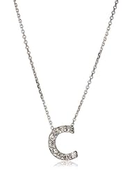KC Designs "Initially Yours" 14k White Gold and Diamond Typewriter Lowercase Initial Pendant Necklace Chain 16"