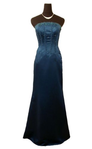 Qpid Showgirl langes Abendkleid Ballkleid mit Sprinkled mit Perlen Details, Farbe Türkis, 5374TL