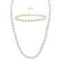 White Freshwater Cultured Pearl Necklace, Bracelet and Stud Earrings Set with 14k Yellow Gold (6-6.5mm)