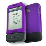 HTC T-Mobile G1 Google Cell Phone 2 Tone Purple and Black Rubberize Textured Snap-On Case Cover