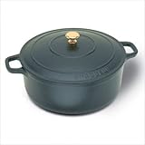 IMAGE OF Cast Iron Black Oval Dutch Oven with Bronze Knob Capacity: 5.5-Quart