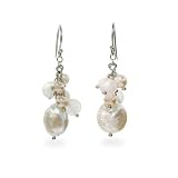 Eve's Addiction Rice Pearl Dangle Beaded Sterling Silver Earrings