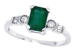 1.02ct Emerald Cut Genuine Emerald and Diamond Ring in 10Kt White Gold-6