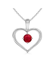 Round Ruby Heart Pendant (4 mm)