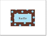 Queen Bee Personalized Folded Note Cards - Aqua Postage Stamp
