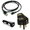 iZKA&reg; - Charger Pack: Mains Adaptor / In Car Charger / Micro USB Data Sync Cable for Tomtom VIA 110, Tomtom VIA 120, Tomtom VIA 125, Tomtom Start 20, Tomtom Start 25