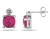 1.20CTW Pink Topaz & Diamond Earrings in White Gold