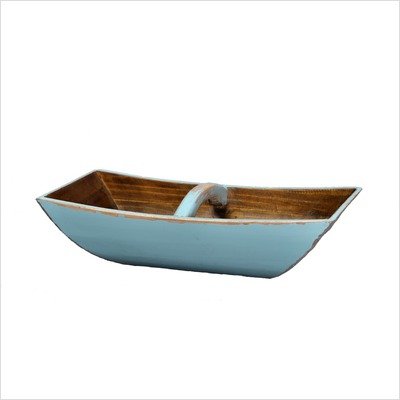 Asian Antique Boat Tray in Distressed Aqua