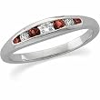 14K White Gold Mozambique Garnet Anniversary Band with Diamonds