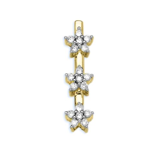 Gold Plated Sterling Silver 1/2 ct. Flower Shaped Cubic Zirconia Pendant with Chain