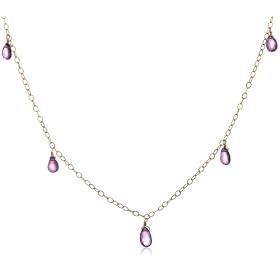 14k Yellow Gold Briolette Amethyst Necklace, 36 by