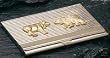 Wall Street Stock Market Bull and Bear Brass, Silver and Gold Plated Business Card Holder