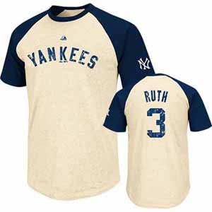 Babe Ruth New York Yankees Majestic Cooperstown "All Star Player" Raglan Premium T-Shirt at Amazon.com