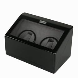 Double Watch Winder For Automatic Watch with Built in IC Program AC/DC Black Wood Finish