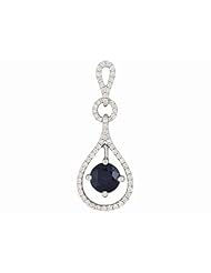 14K White Gold Sapphire and Diamond Pendant -- LIFETIME WARRANTY