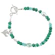 Emerald, Apatite, and Swarovski Austrian Crystal Bead Bracelet with Sterling Silver Dove and Toggle Clasp, #8132