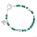 Green Emerald, Blue Apatite, and Swarovski Austrian Crystal Beaded Gemstone Bracelet with Sterling Silver Dove Charm and Toggle Clasp, 7 1/4" long, #8132