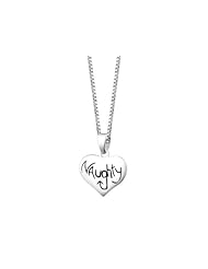 Sterling Silver "Naughty and Nice" Reversible Heart Pendant Necklace , 18"