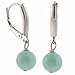  : STERLING SILVER GENUINE AMAZONITE BEAD DANGLING LEVERBACK LEVER BACK EARRINGS