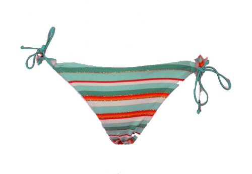 Split Aqua Striped Double Loop Side Surf Swim Bottom (Small)