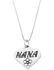 Sterling Silver One Sided Nana in Heart Necklace