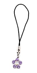 Cell Phone Charm - C13 - Strap Style - Crystal Flower ~ Violet