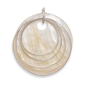 Rhodium Plated Mother of Pearl Pendant by 