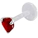 RED SMALL CZ Heart Tragus Earring Stud or Labret