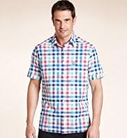 XXXL Blue Harbour Pure Cotton Multi Bold Gingham Checked Shirt