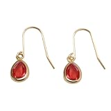 10k Yellow Gold Pear-Shaped Garnet Bezel Earrings