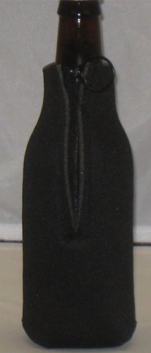 Collapsible Foam Beer Koozie Cooler with Zipper, Black