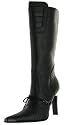 DIVERSE Matrix Womens Knee High Leather Dress Boots Heels Black