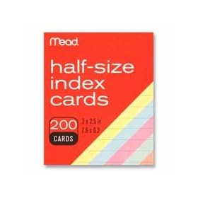 Mead Colored Index Cards, 3 X 2.5 Inches (63039)